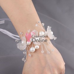 Bratara eleganta de mana BRM030 Argintie cu perle pentru mireasa